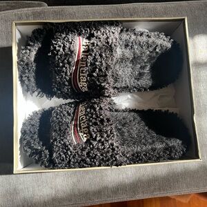 Balenciaga Black Furry Slippers